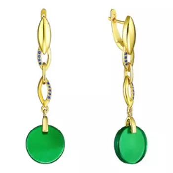 Серебряные серьги с агатами и фианитами