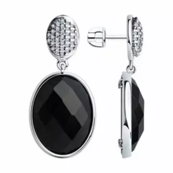 Серебряные серьги с агатами и фианитами