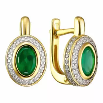 Серебряные серьги с агатами и фианитами