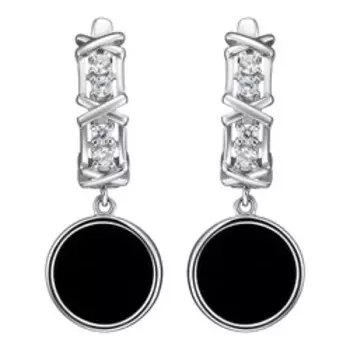 Серебряные серьги с агатами и фианитами