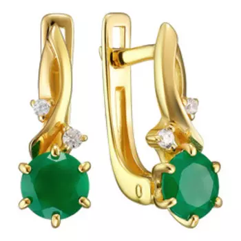 Серебряные серьги с агатами и фианитами