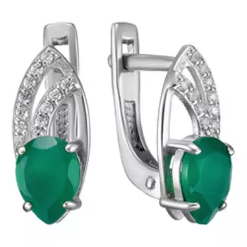 Серебряные серьги с агатами и фианитами