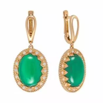 Серебряные серьги с агатами и фианитами