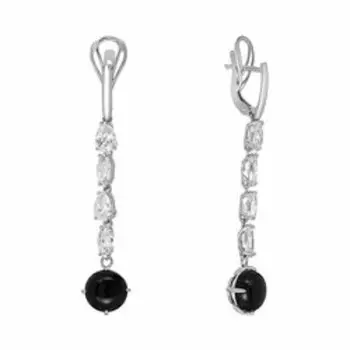 Серебряные серьги с агатами и фианитами