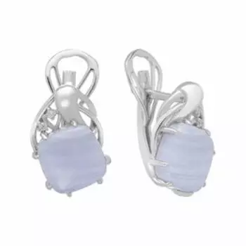 Серебряные серьги с агатами и фианитами