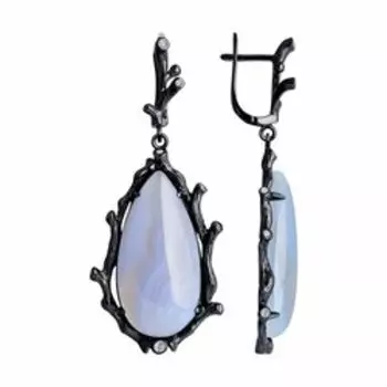 Серебряные серьги с агатами и фианитами