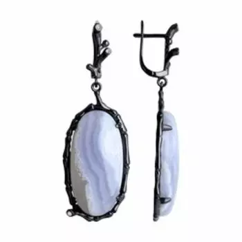 Серебряные серьги с агатами и фианитами