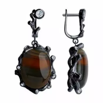 Серебряные серьги с агатами и фианитами
