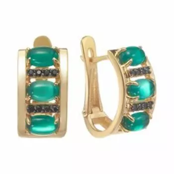 Серебряные серьги с агатами и фианитами