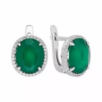 Серебряные серьги с агатами и фианитами