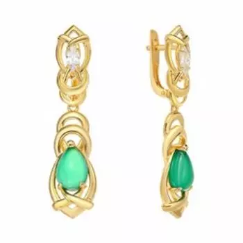 Серебряные серьги с агатами и фианитами