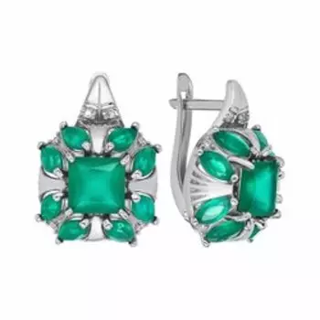 Серебряные серьги с агатами и фианитами