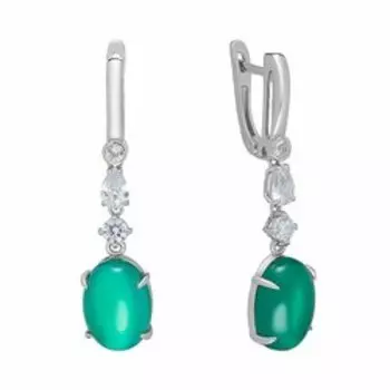 Серебряные серьги с агатами и фианитами