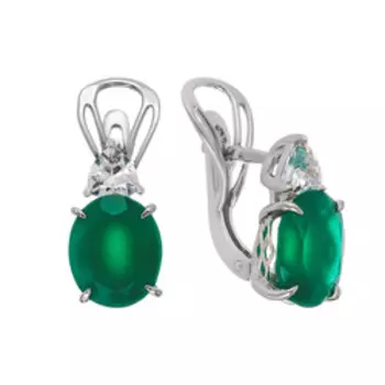 Серебряные серьги с агатами и фианитами