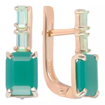 Серебряные серьги с агатами и кварцем