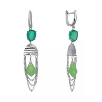 Серебряные серьги с агатами и пренитами