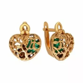 Серебряные серьги с агатами и раухтопазами "Сердце"