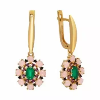 Серебряные серьги с агатами и розовыми опалами