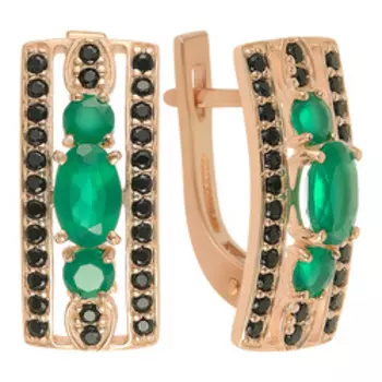 Серебряные серьги с агатами и шпинелью