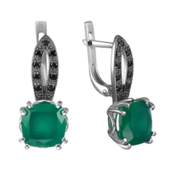 Серебряные серьги с агатами и шпинелью