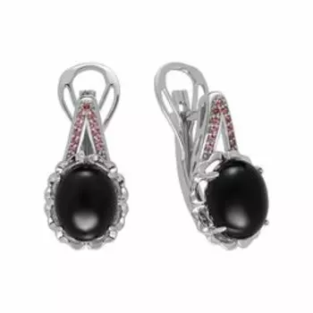 Серебряные серьги с агатами и ситаллами