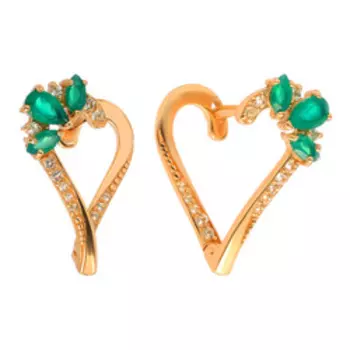 Серебряные серьги с агатами и топазами "Сердечки"