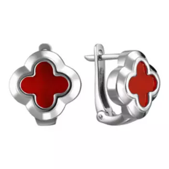 Серебряные серьги с агатами "Клевер"