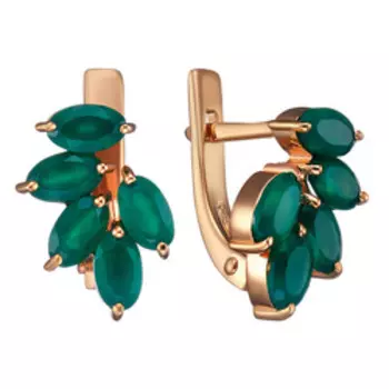 Серебряные серьги с агатами "Листочки"