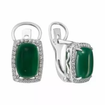 Серебряные серьги с агатами с фианитами