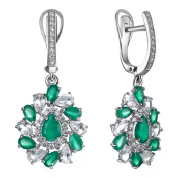 Серебряные серьги с агатами, топазами и фианитами