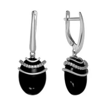 Серебряные серьги с агатами и фианитами