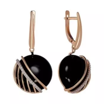 Серебряные серьги с агатом и фианитами