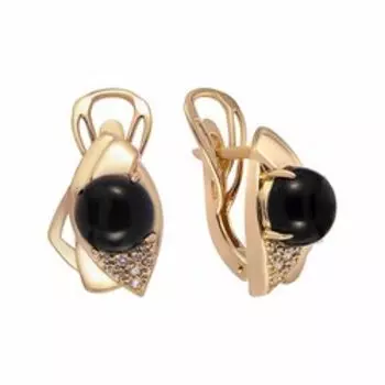 Серебряные серьги с агатом и фианитами