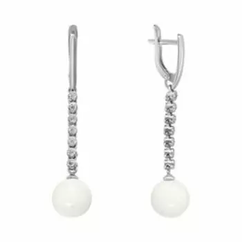 Серебряные серьги с агатом и фианитами