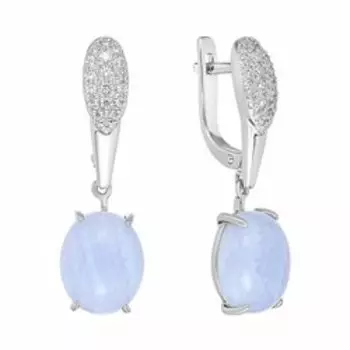 Серебряные серьги с агатом и фианитами