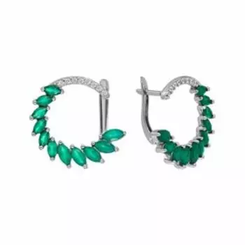 Серебряные серьги с агатом и фианитами