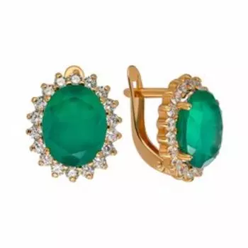 Серебряные серьги с агатом и фианитами