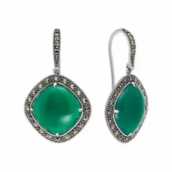 Серебряные серьги с агатом и марказитом