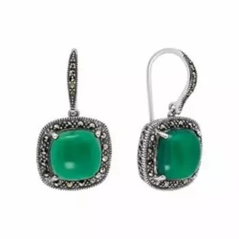 Серебряные серьги с агатом и марказитом