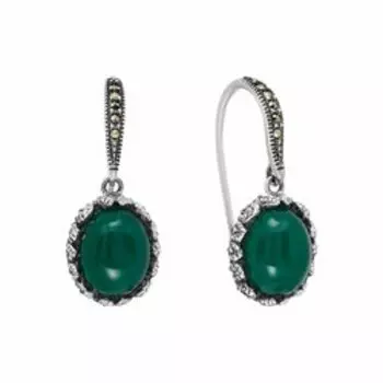 Серебряные серьги с агатами и марказитами