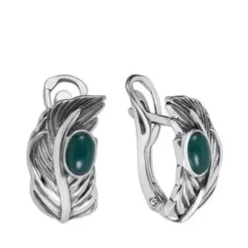 Серебряные серьги с агатом "Перо"