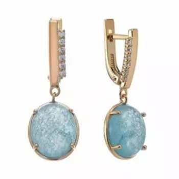 Серебряные серьги с аквамаринами и фианитами