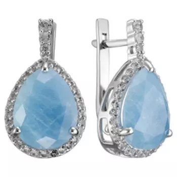 Серебряные серьги с аквамаринами и топазами