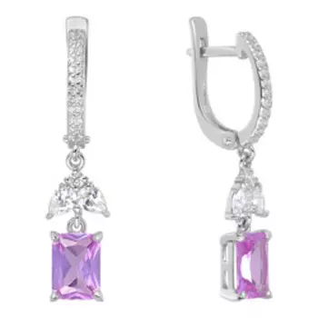 Серебряные серьги с александритами и фианитами