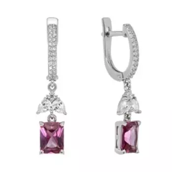 Серебряные серьги с александритом и фианитами