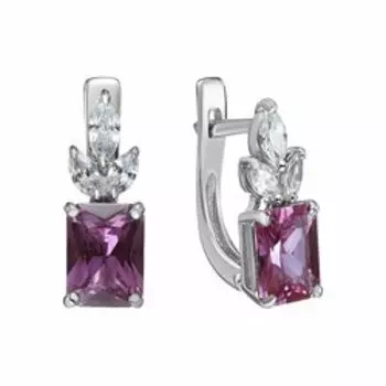 Серебряные серьги с александритом и фианитами