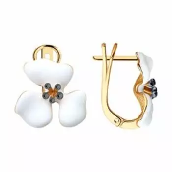 Серебряные серьги с эмалью "Цветы"