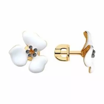 Серьги из золочёного серебра с эмалью