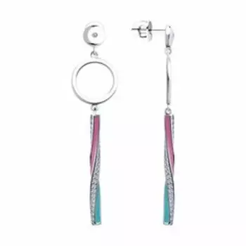 Серебряные серьги с эмалью и фианитами