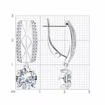 Серебряные серьги с эмалью и фианитами